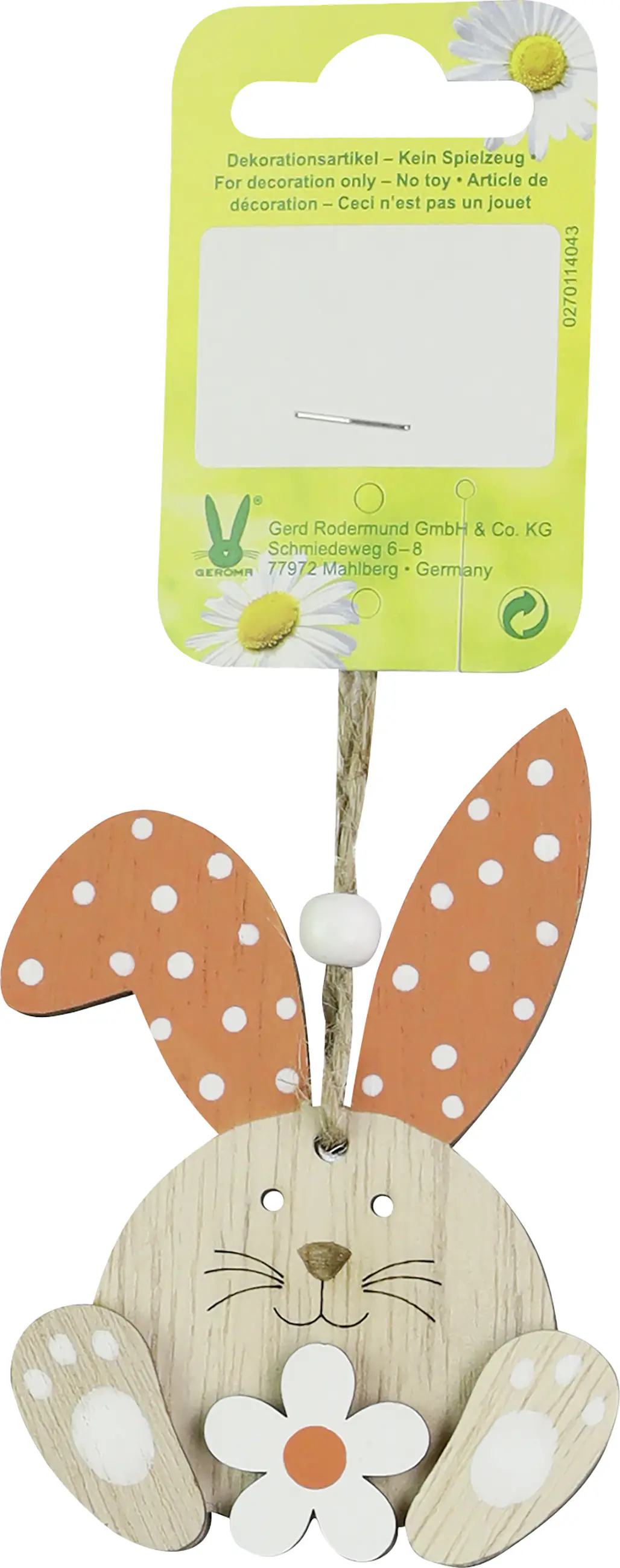 Osterdeko Anhänger Hase Holz 6,5 x 8,5 cm orange