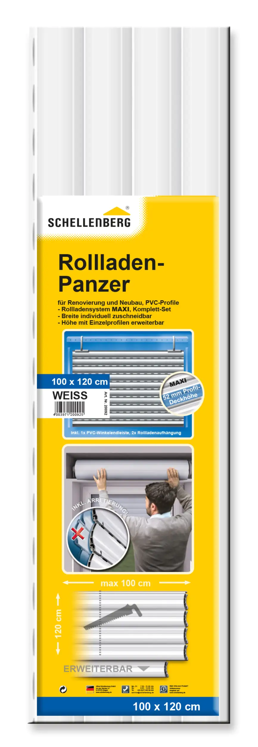 Schellenberg Rollladenpanzer Maxi, weiß, 100 x 120 cm