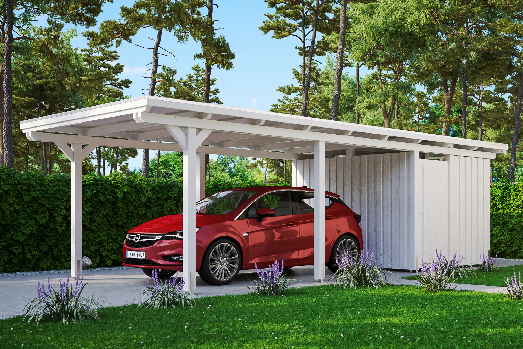 SKAN HOLZ Carport Emsland 354 x 846 cm mit EPDM-Dach mit Abstellraum