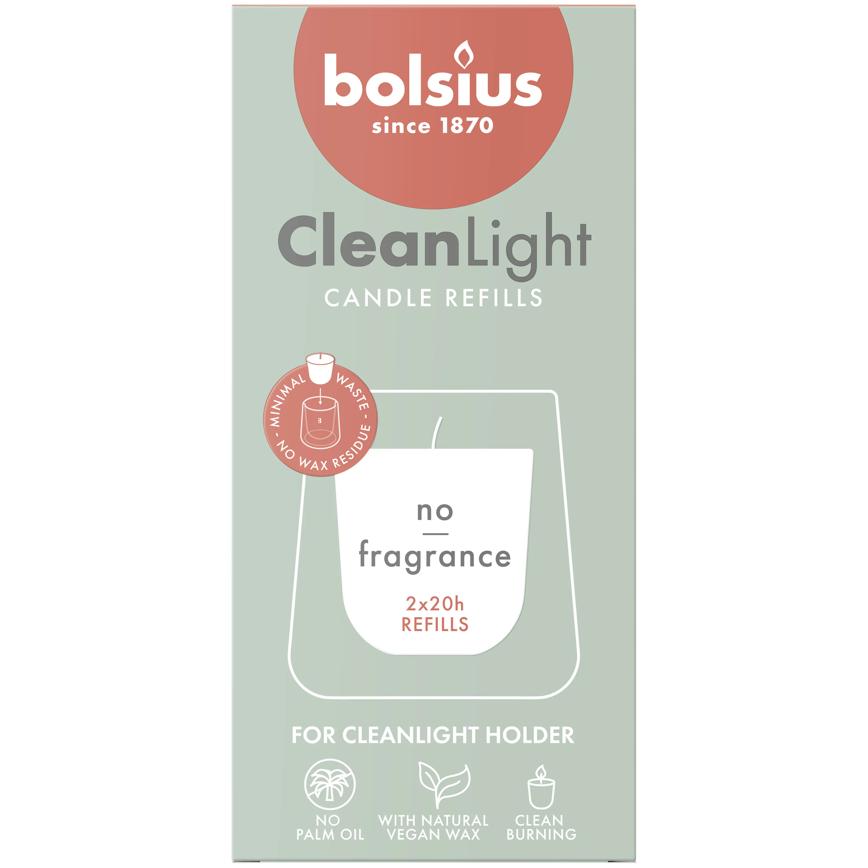 Bolsius Cleanlight Nachfüller 2er Pack - ohne Duft weiß