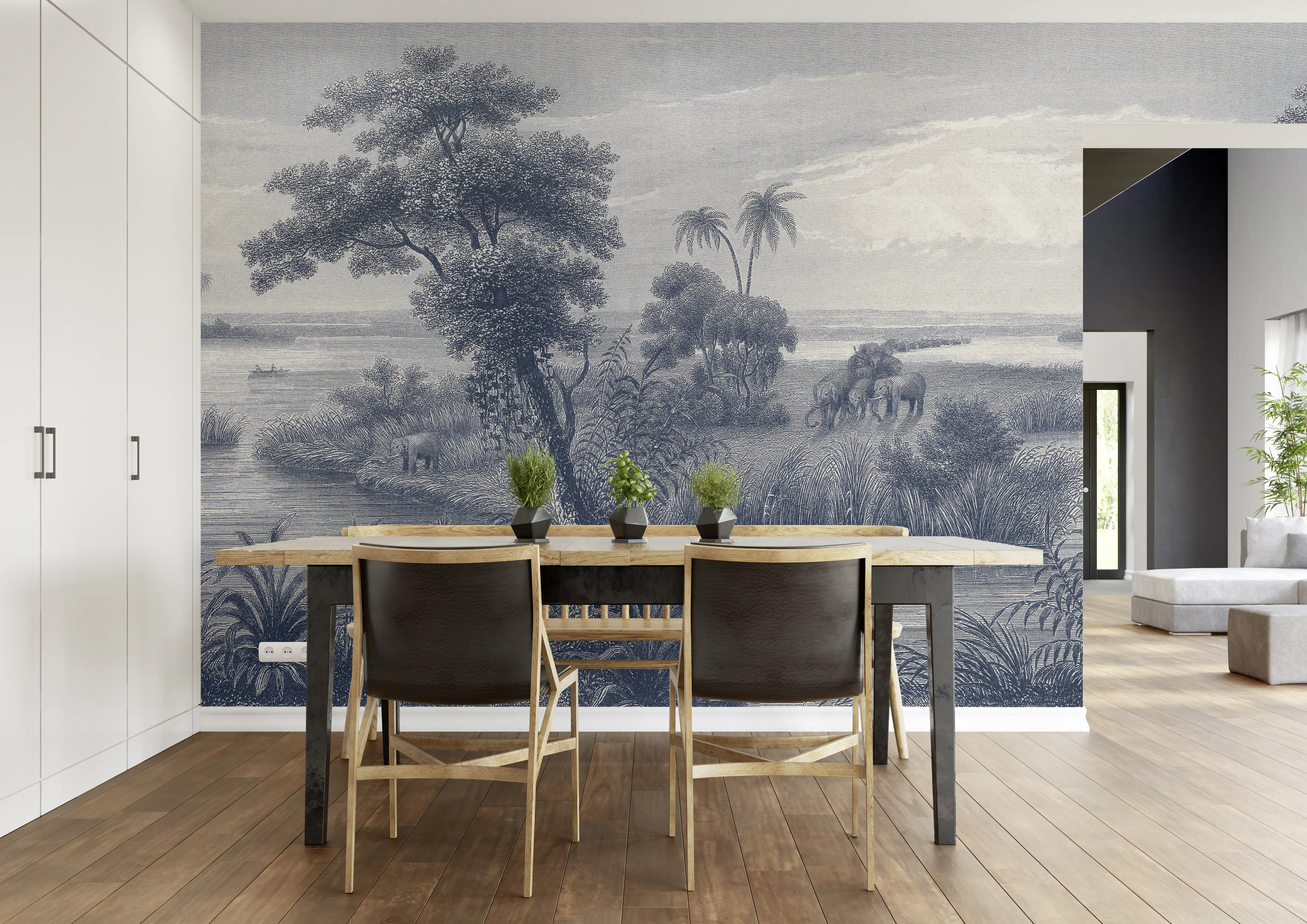 Rasch Vlies Fototapete 556124 Blau-Mittelblau Muster & Motive 2,65 m x 3,71 m