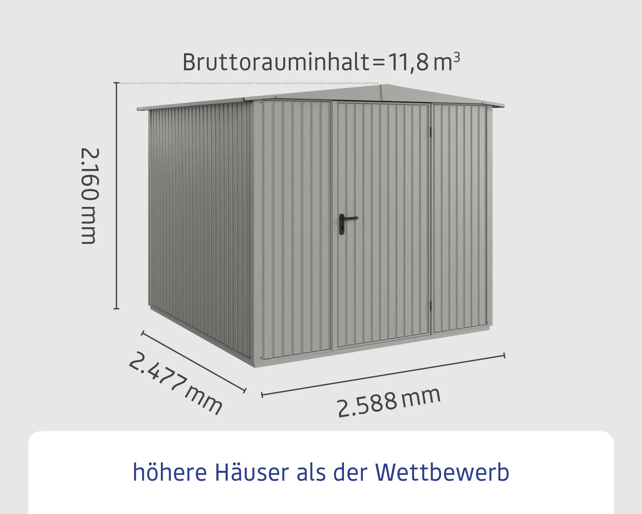 EcoStar Gerätehaus Trend-S Typ 2 258,8 x 247,7 x 216 cm graualuminium
