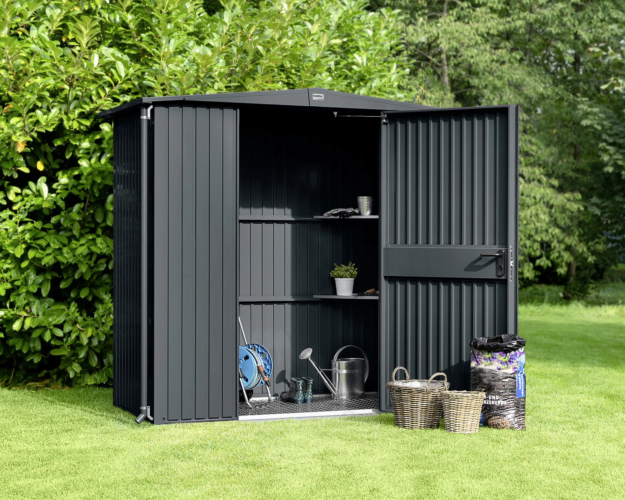 EcoStar Gerätehaus Trend-S Typ 1 258,8 x 121,3 x 216 cm anthrazitgrau