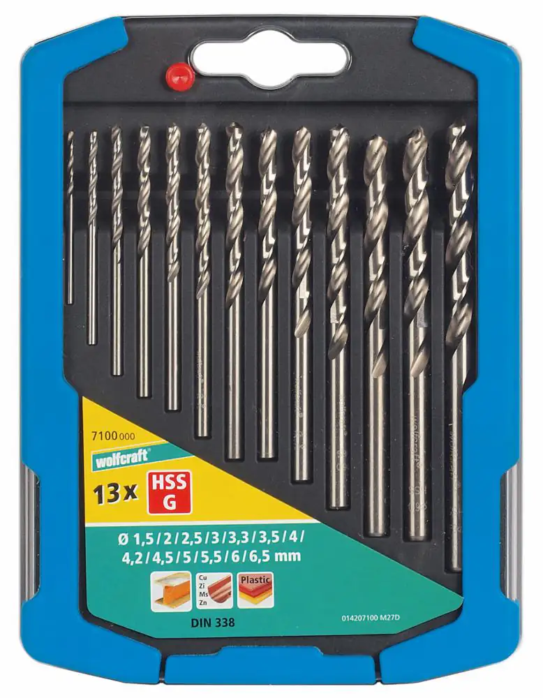 Wolfcraft Metallbohrer-Set HSS geschliffen Ø 1,5 - 6,5 mm 13-teilig Rundschaft