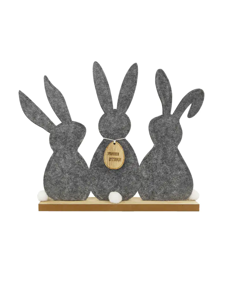 TrendLine Deko Hasen Aufsteller Filz 38 x 31 cm grau
