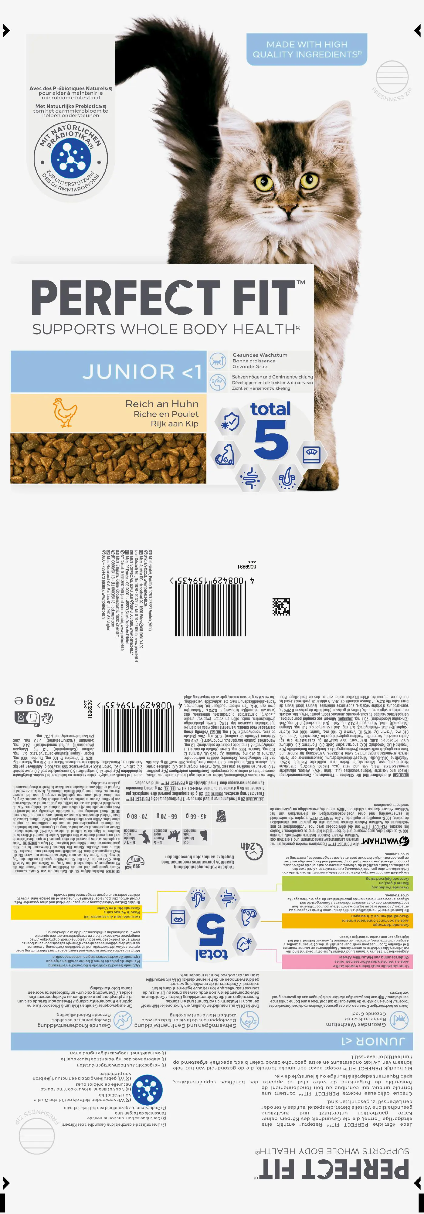 Perfect Fit Junior -1 mit Huhn Katzenfutter 750 g