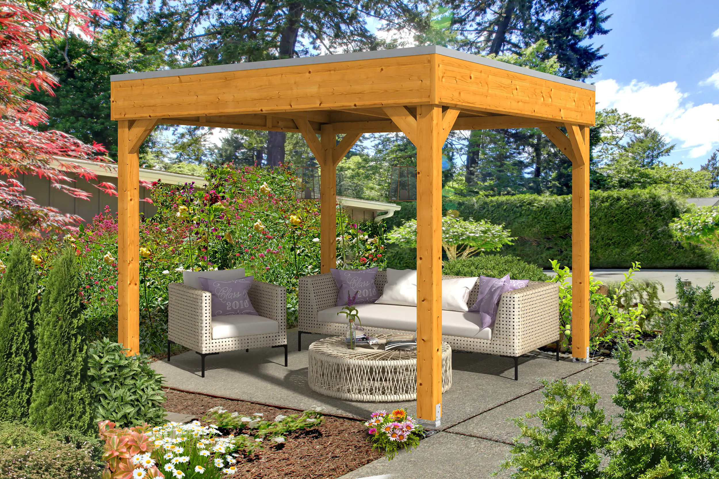 4018211006465 SKAN HOLZ Pavillon Toulouse 302 x 302 cm, lasiert in Eiche hell