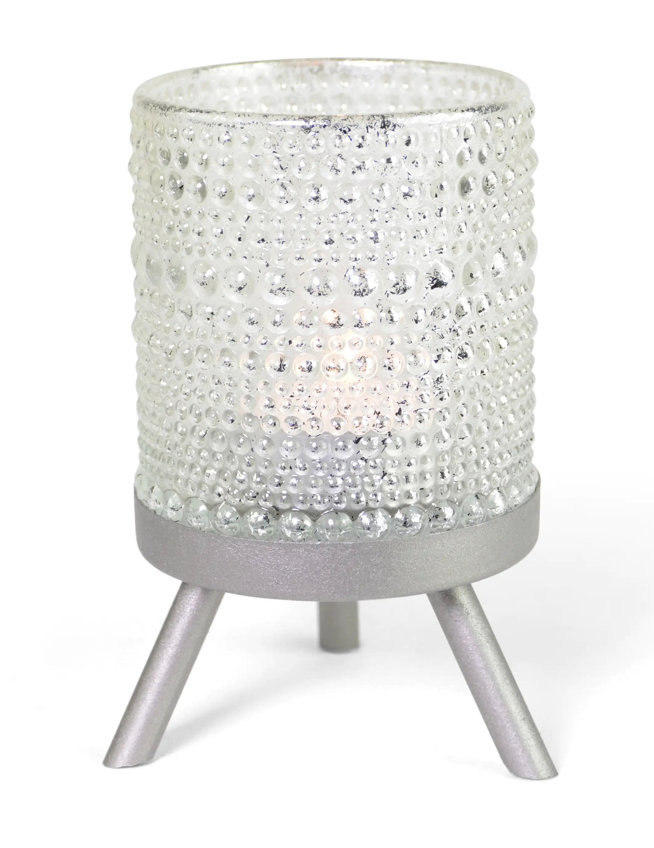 Riffelmacher Kerzenleuchter auf 3-Fuß silberfarben, 7 x 10 cm