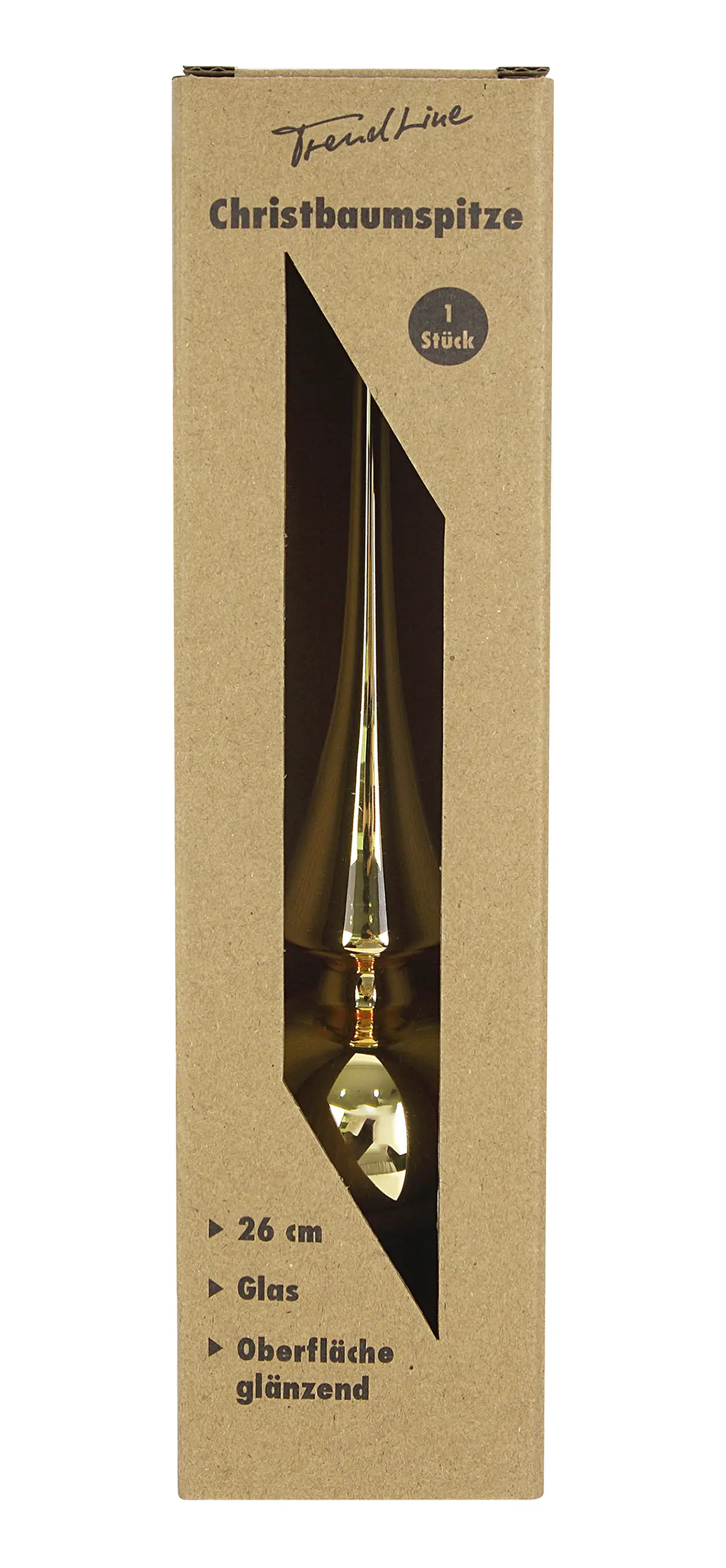 TrendLine Christbaumspitze aus Glas 26 cm gold glanz