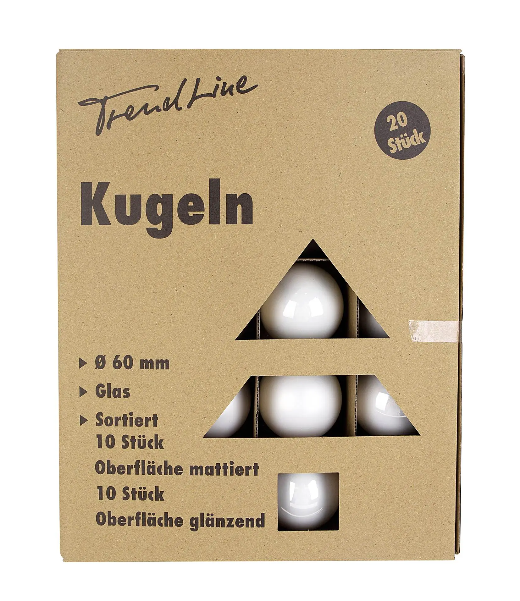 TrendLine Weihnachtskugeln aus Glas Ø 6 cm weiß 20 Stück