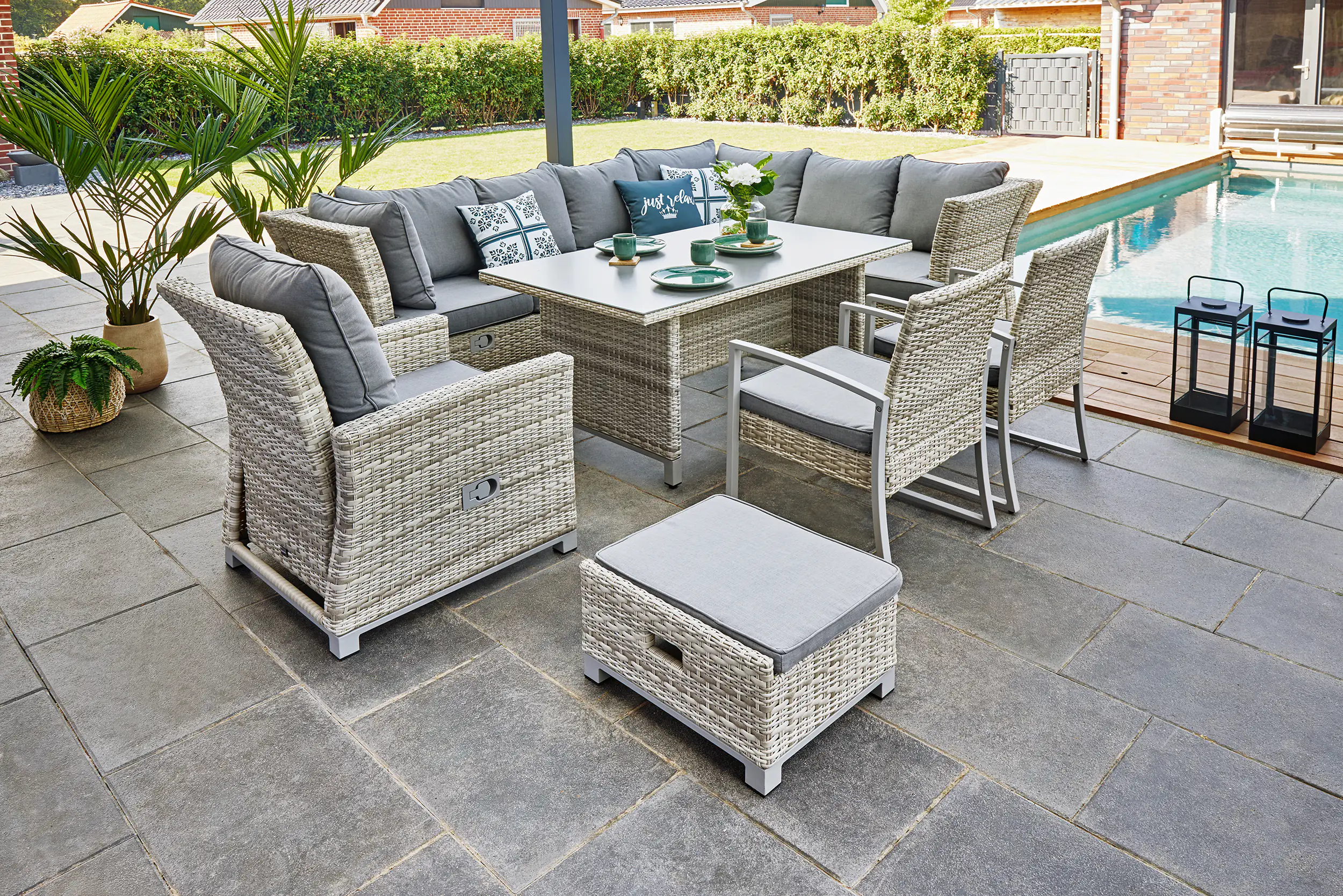 Primaster Dining Lounge Möbelset Tulum inkl. All-Wetter Kissen, 3-in-1 Primaster Dining Lounge Möbelset Tulum inkl. All-Wetter Kissen, 3-in-1