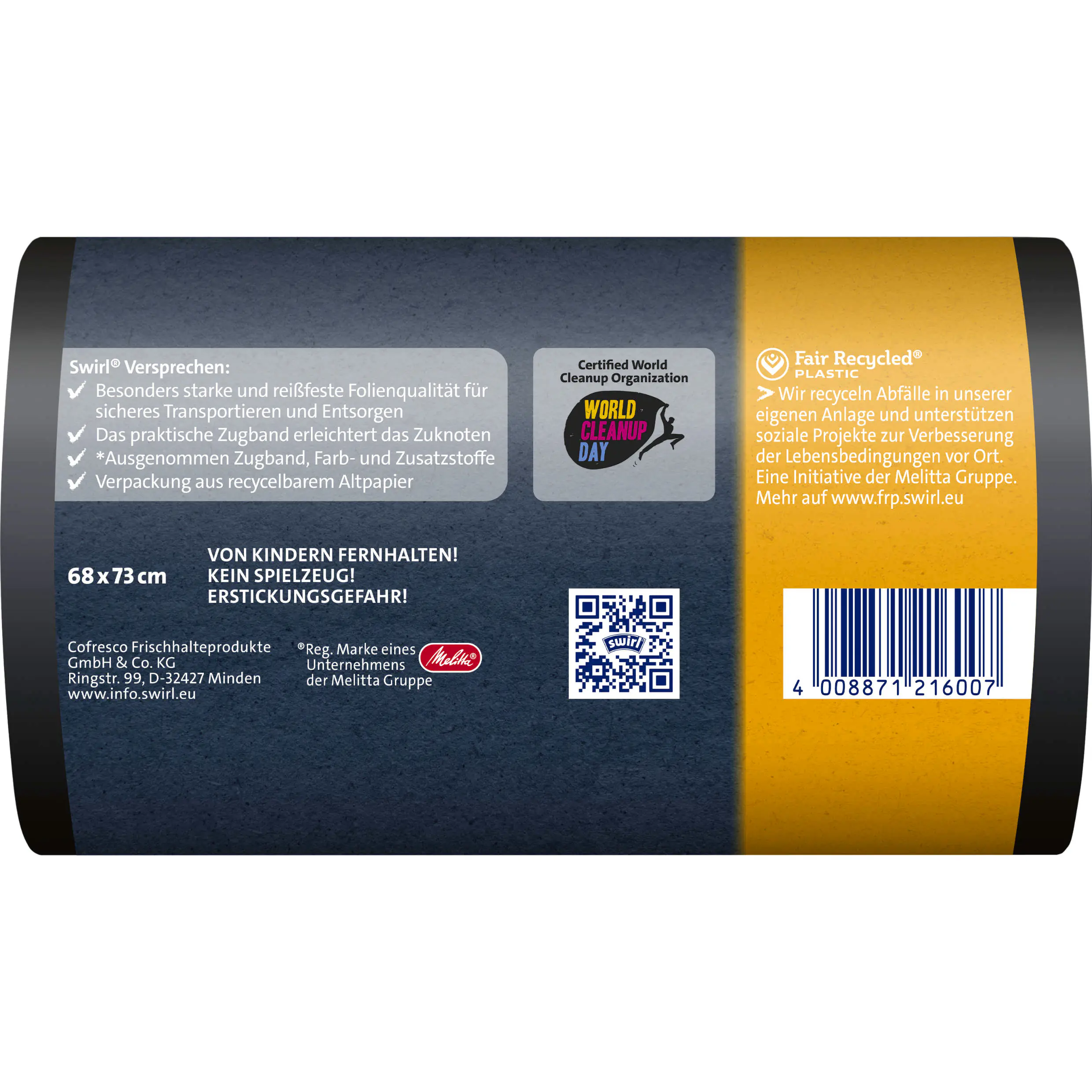 Swirl® Schwerlast-Säcke Profi mit Zugband 60 L Reißfest & Dicht
