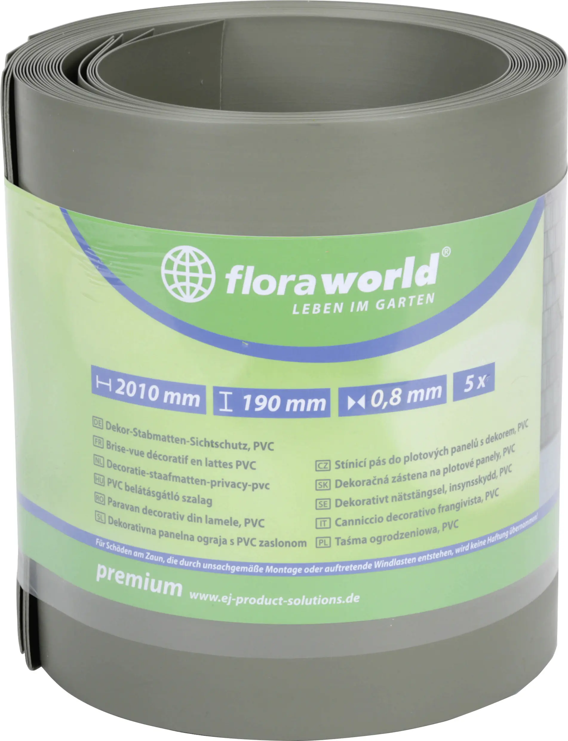 Floraworld Sichtschutzstreifen Smooth 201,5 x 19 cm grau - 5 Stk.