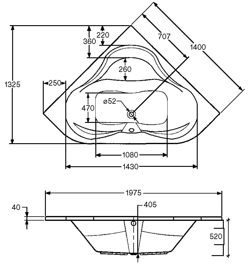 Ottofond Whirlpool-System Lorca 140 cm, Typ 1 Ottofond Whirlpool-System Lorca 140 cm, Typ 1