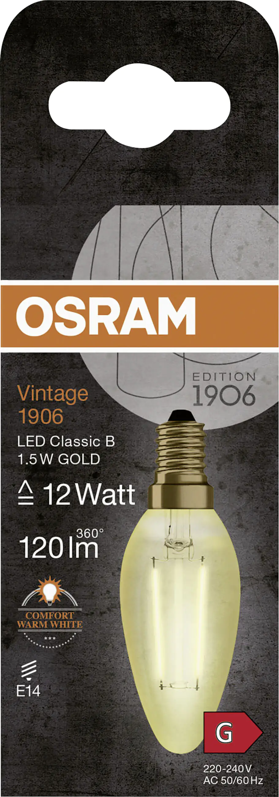 Osram LED Kerzenlampe E14 1,5 W warmweiß amber