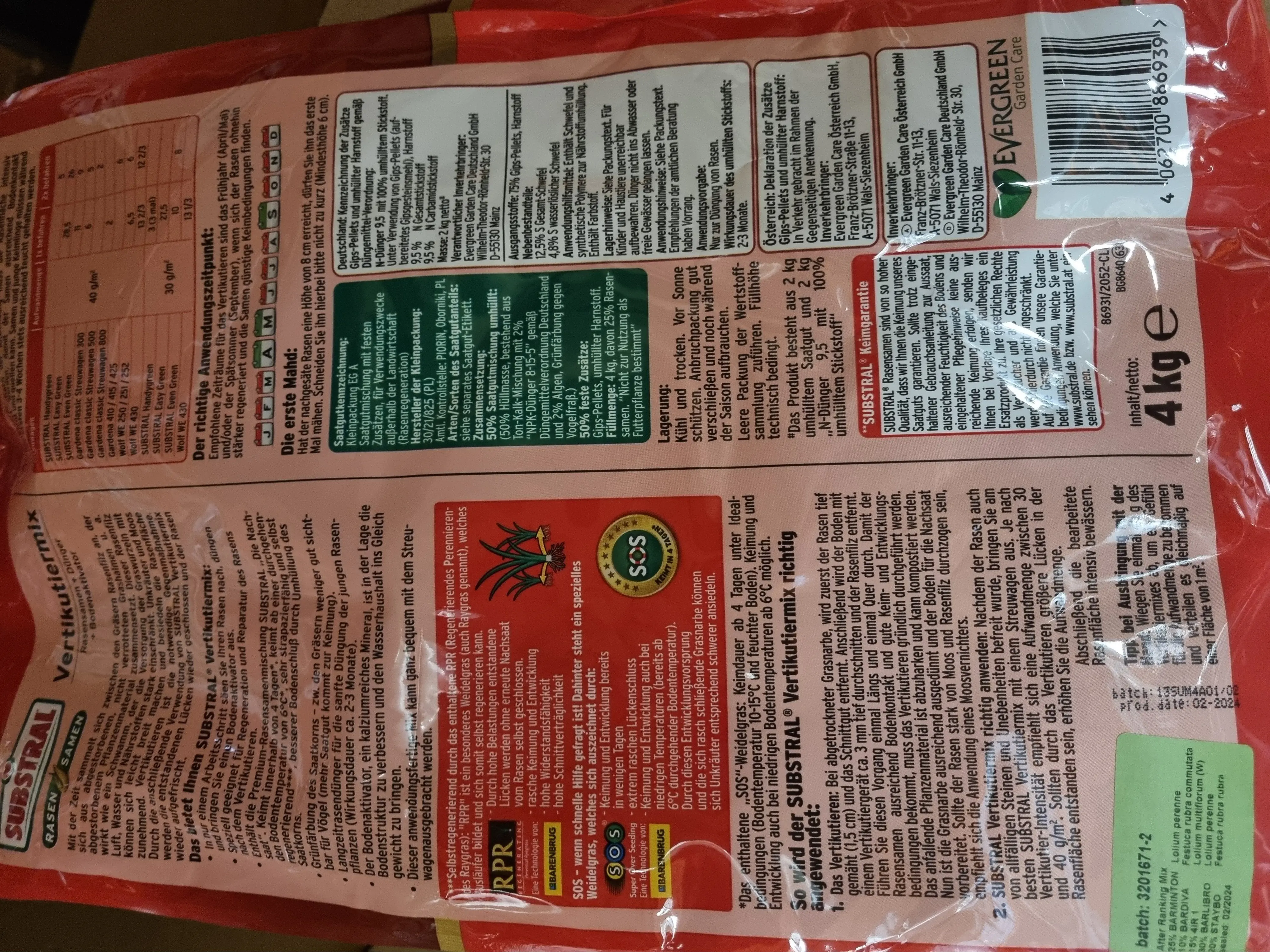 Substral Vertikutiermix 4 kg für 133 m² Substral Vertikutiermix 4 kg für 133 m²