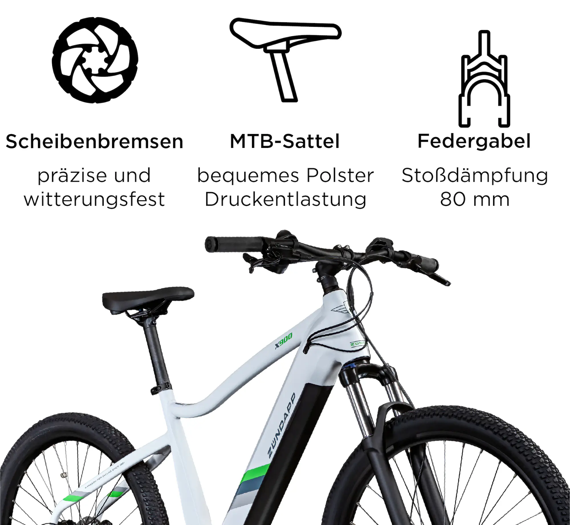 Zündapp E-Bike MTB X900 27,5 Zoll 10-Gang 733 Wh weiß Zündapp E-Bike MTB X900 27,5 Zoll 10-Gang 733 Wh weiß