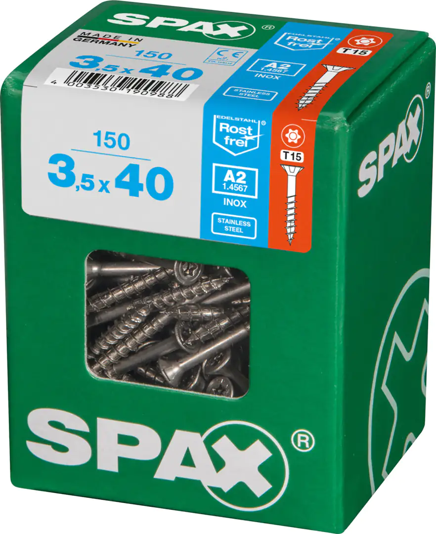 Spax Universalschrauben 3.5 x 40 mm TX 15 - 150 Stk. Spax Universalschrauben 3.5 x 40 mm TX 15 - 150 Stk.