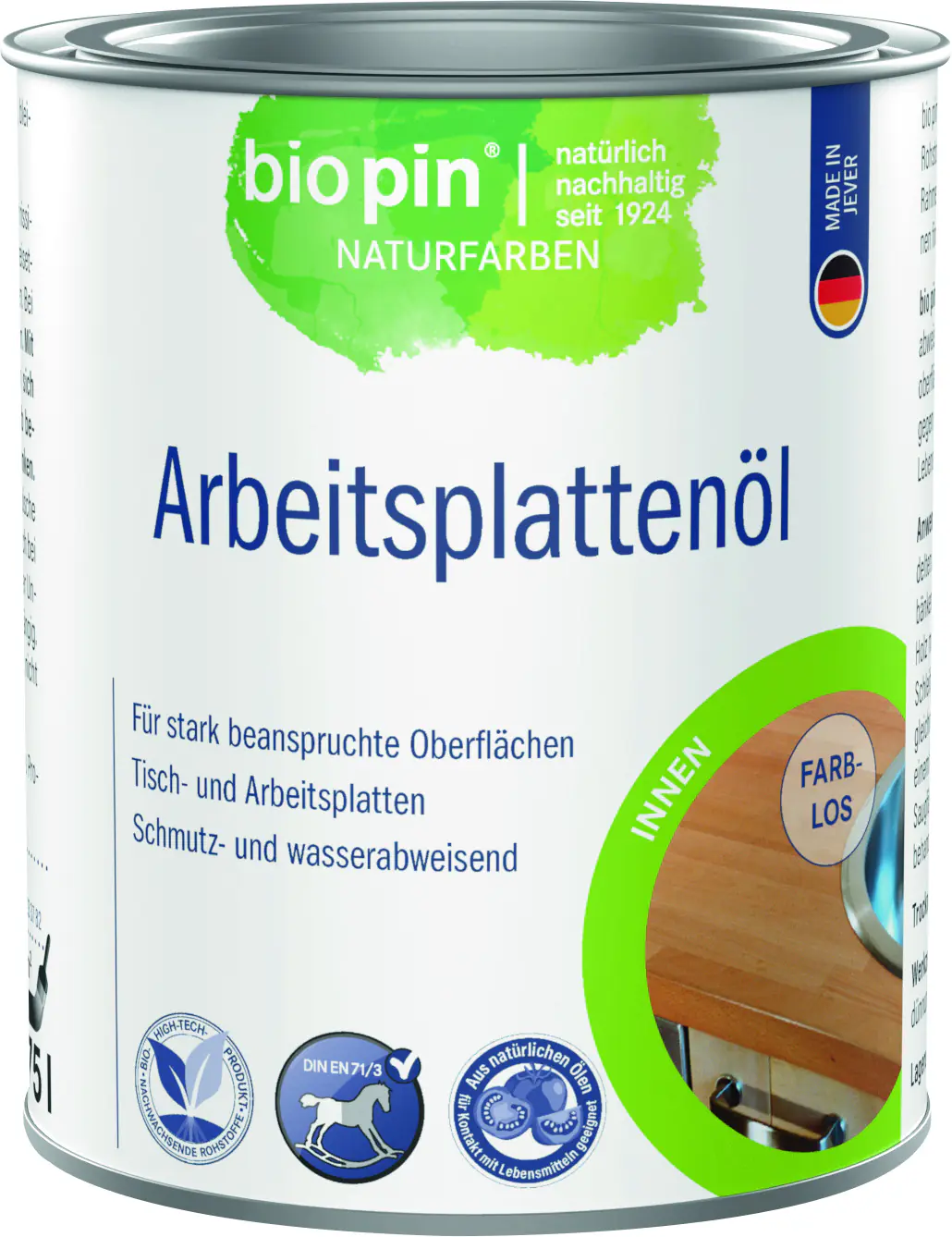 Biopin Naturfarben Arbeitsplattenhartöl 750 ml farblos