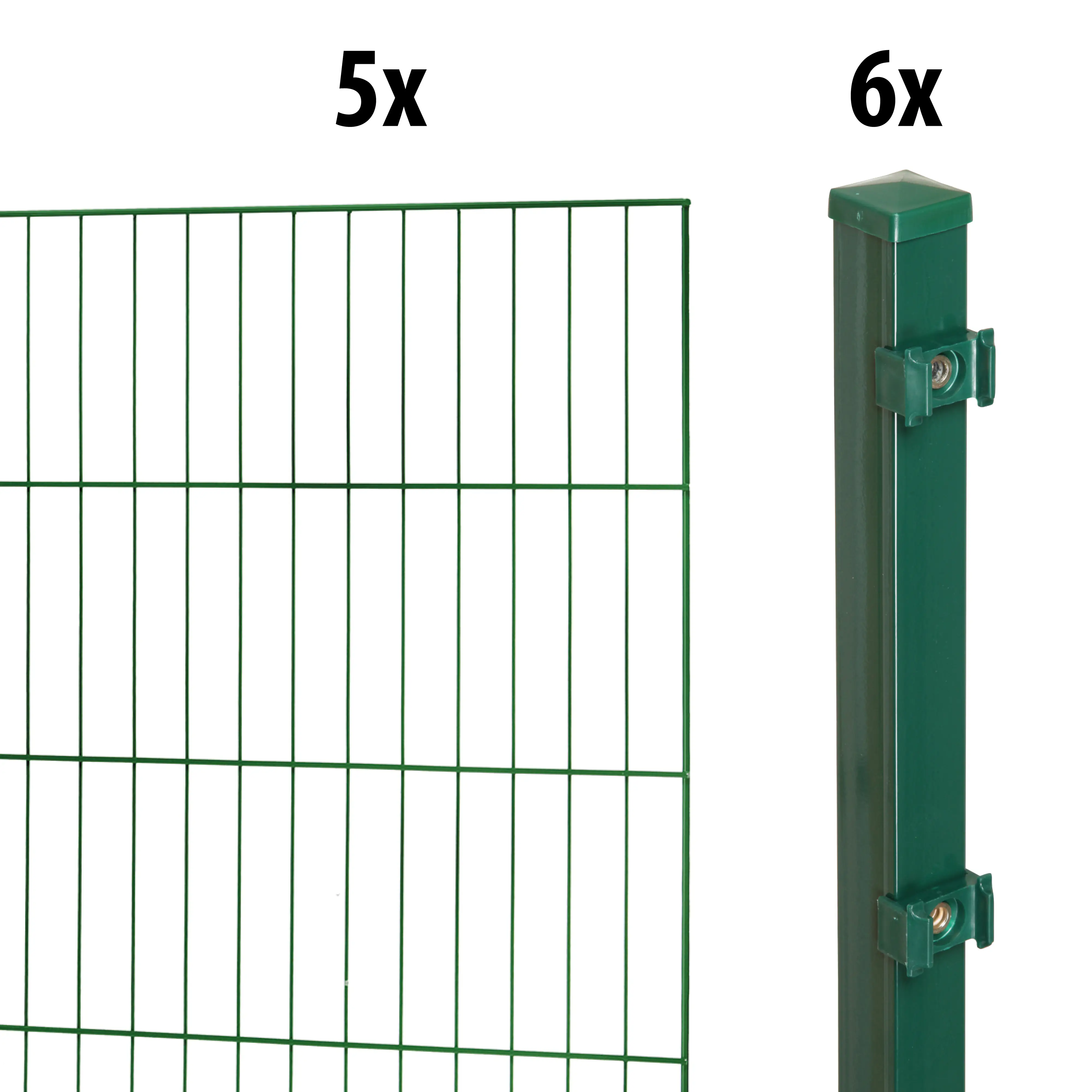 Floraworld Einstabmatten-Zaun Set Classic 10 m 200 x 100 cm inkl. 6 Pfosten 150 cm moosgrün