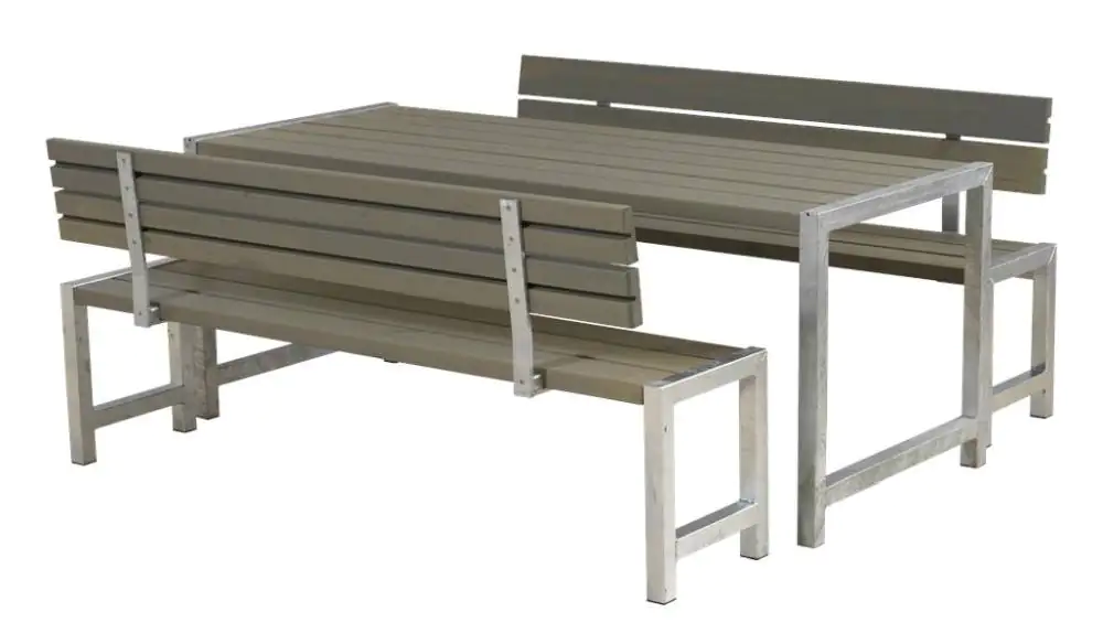 Plus Planken-Garnitur 3-teilig mit 2 Rückenlehnen, graubraun