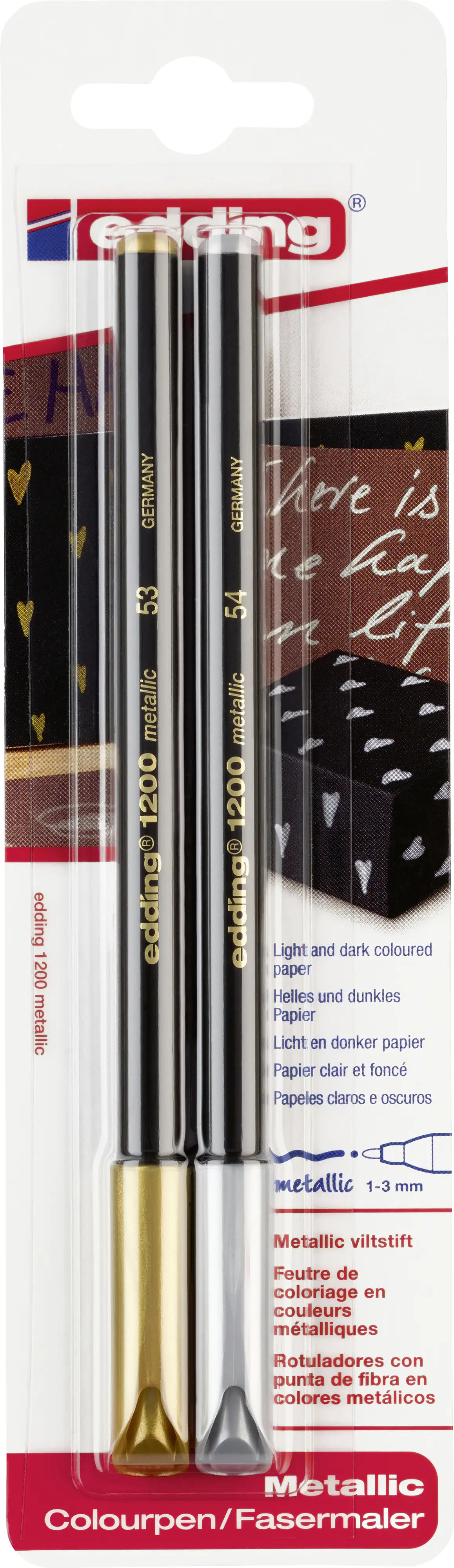 edding Fasermaler e-1200 2er Set gold/silber 1 - 3 mm