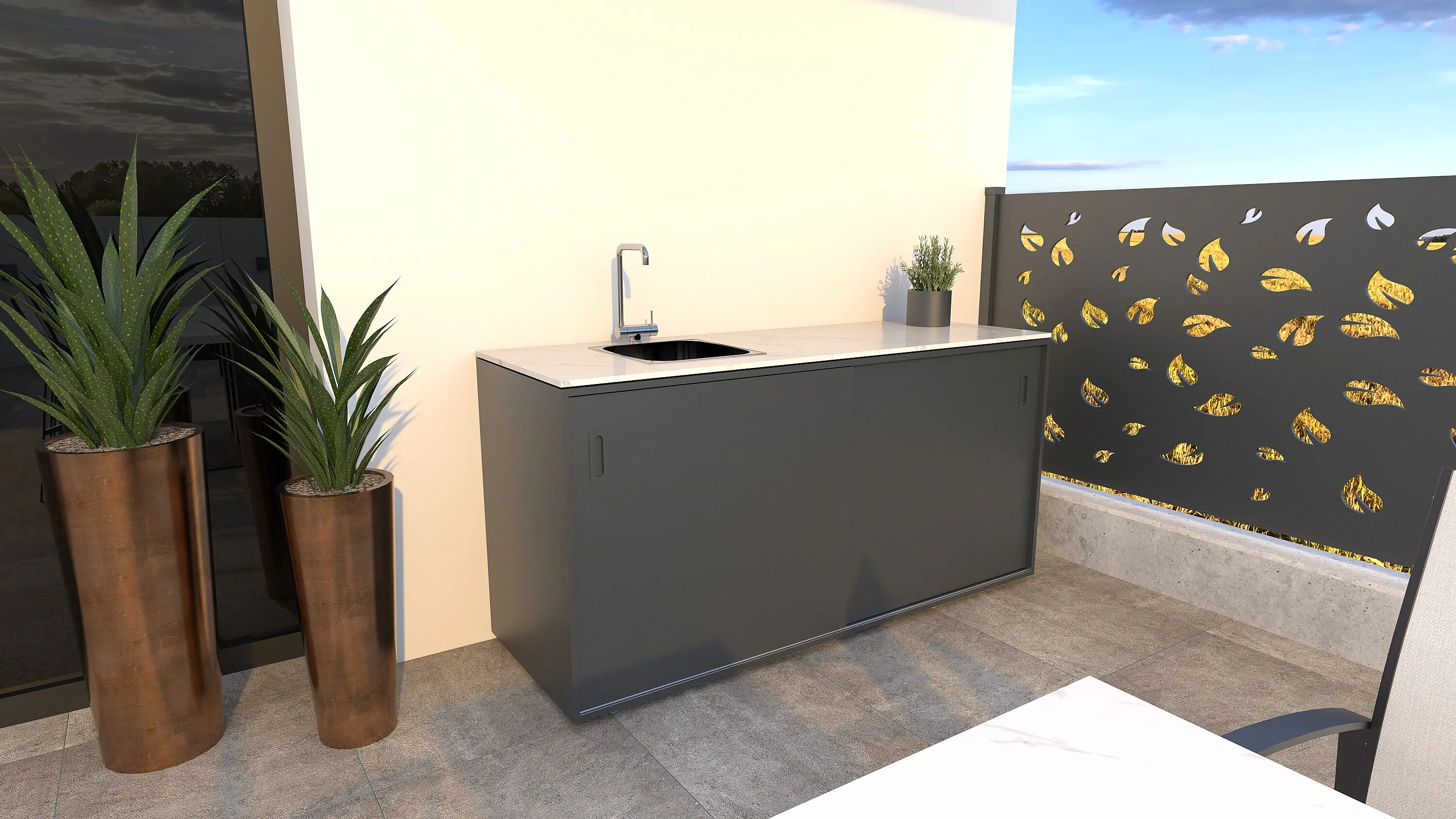 Bellano Living Element für Outdoorküchen inkl. Spüle links und 2 Türen anthrazit Bellano Living Element für Outdoorküchen inkl. Spüle links und 2 Türen anthrazit