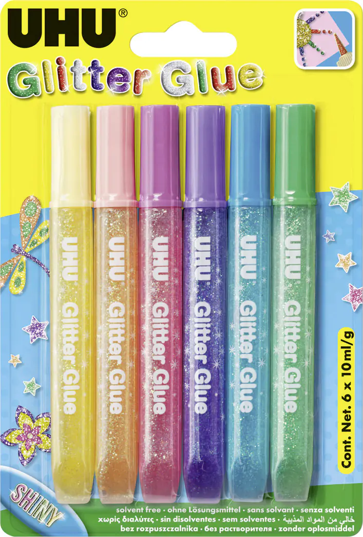 UHU Glitter Glue Shiny 6 x 10 ml UHU Glitter Glue Shiny 6 x 10 ml