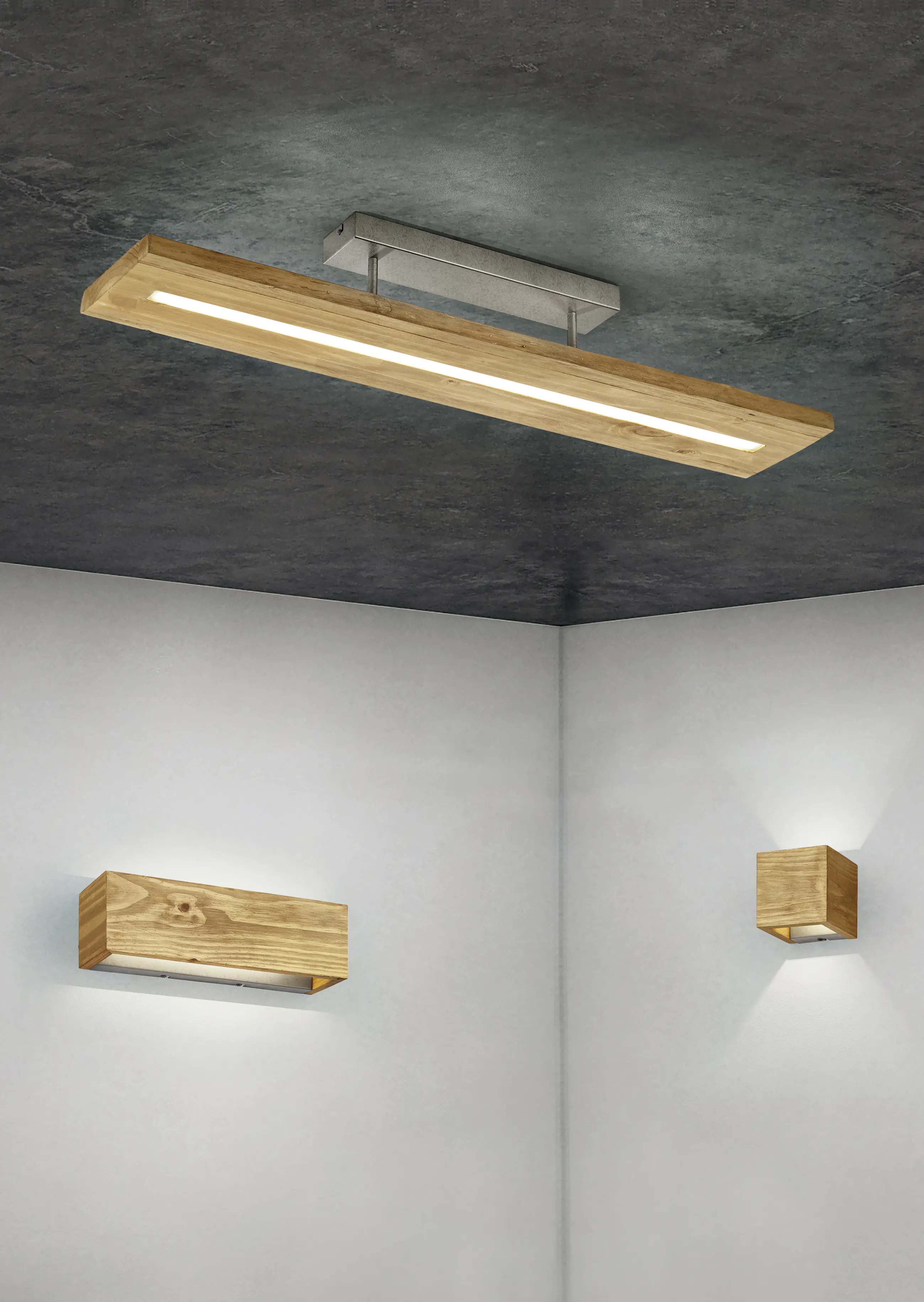 Trio Leuchten LED-Wandleuchte Brad nickel antik Holz Up- & Downlight