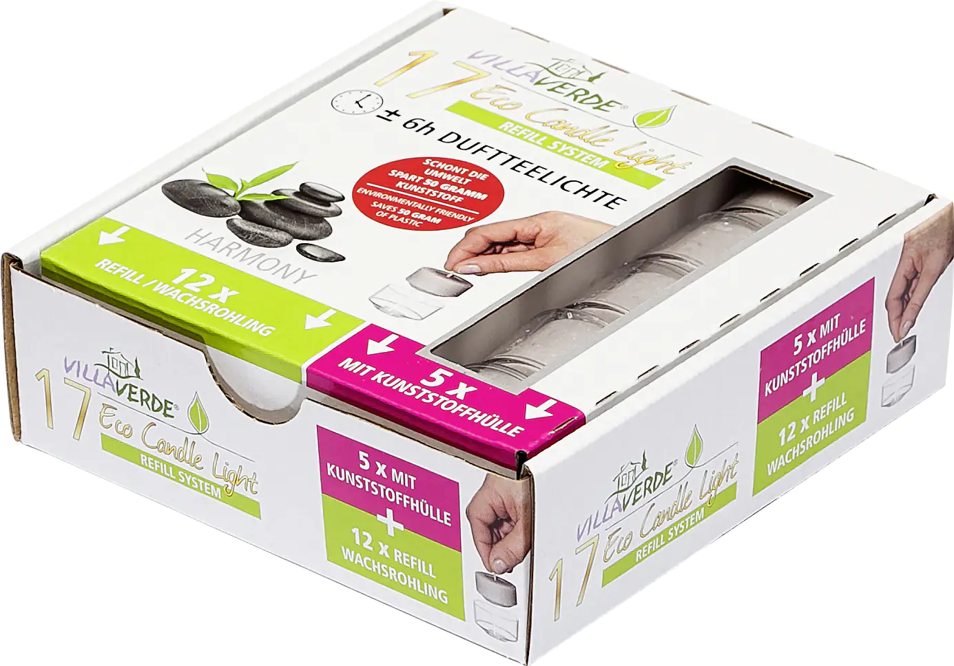 Villa Verde Duftteelichter ECL (5x m.Hülle+ 12x refill) Harmony