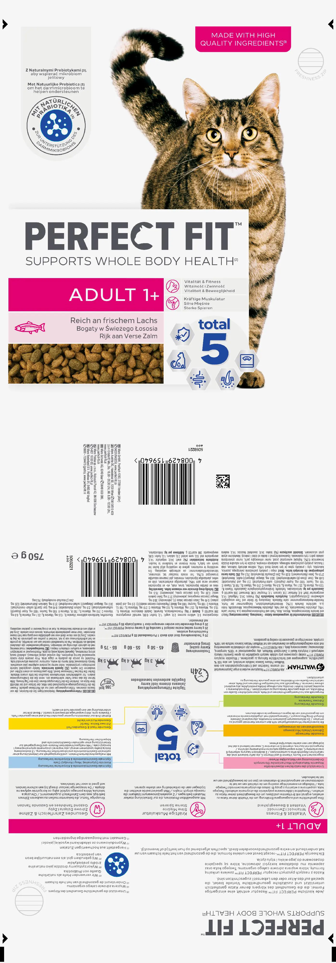 Perfect Fit Adult 1+ mit Lachs Katzenfutter 750g