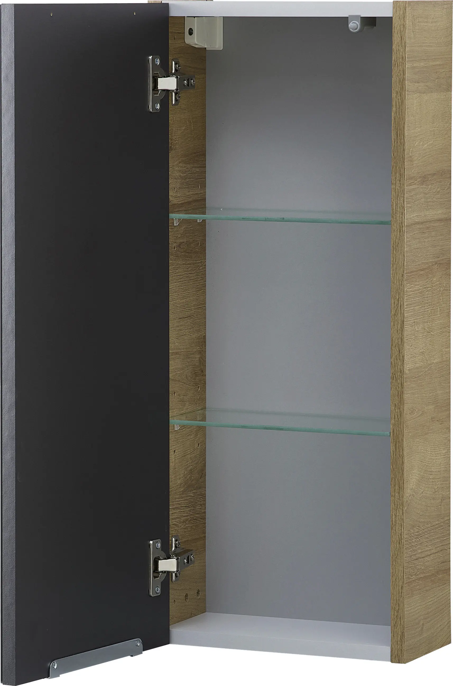 Pelipal Badschrank Münster Riviera Eiche Dekor schwarz 30 x 70 cm