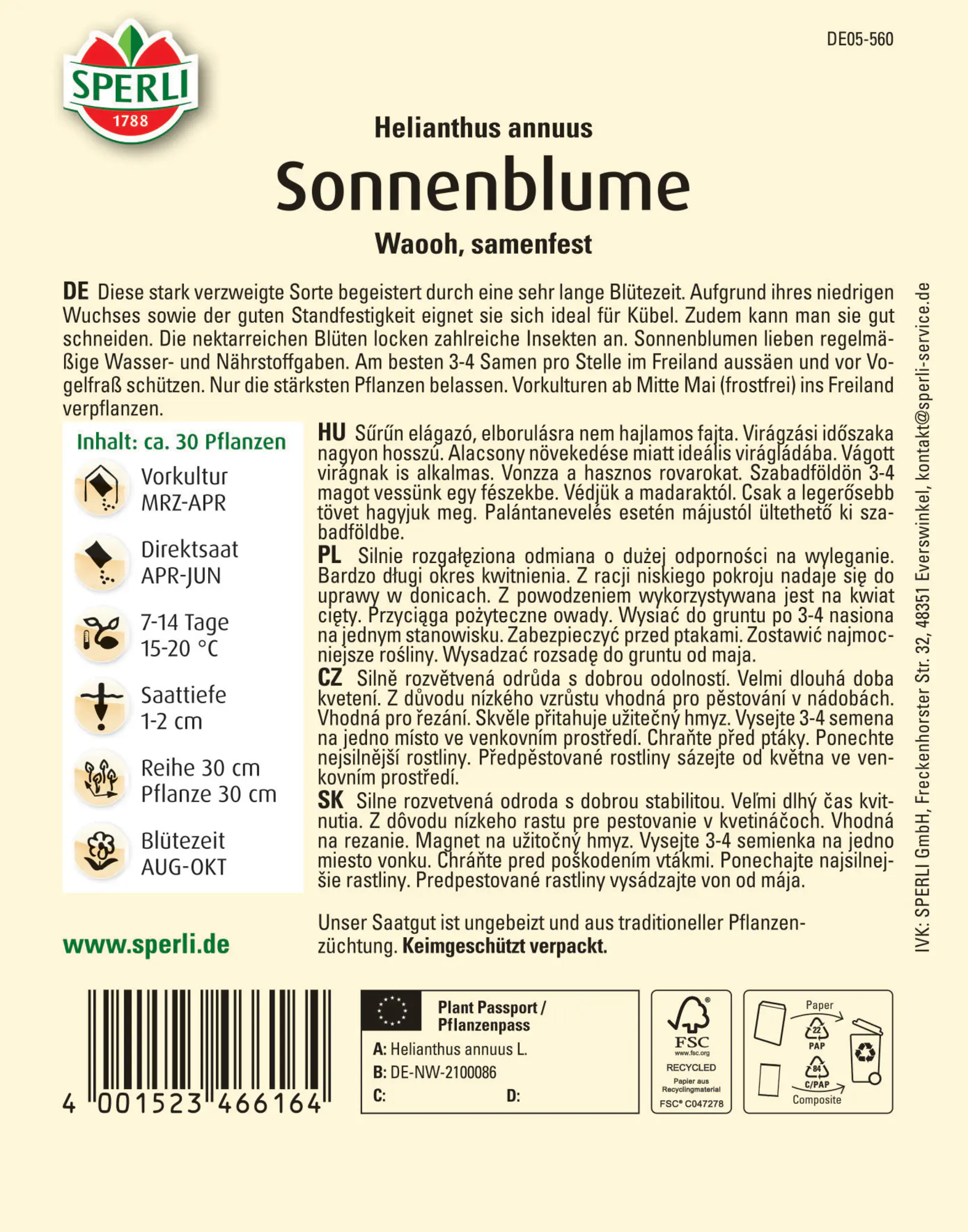 Sperli Sonnenblume Waooh