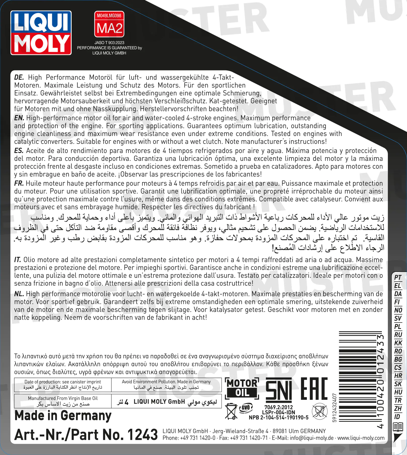 Liqui Moly 4-takt Motoröl 4T 10W-40 Street 4 L