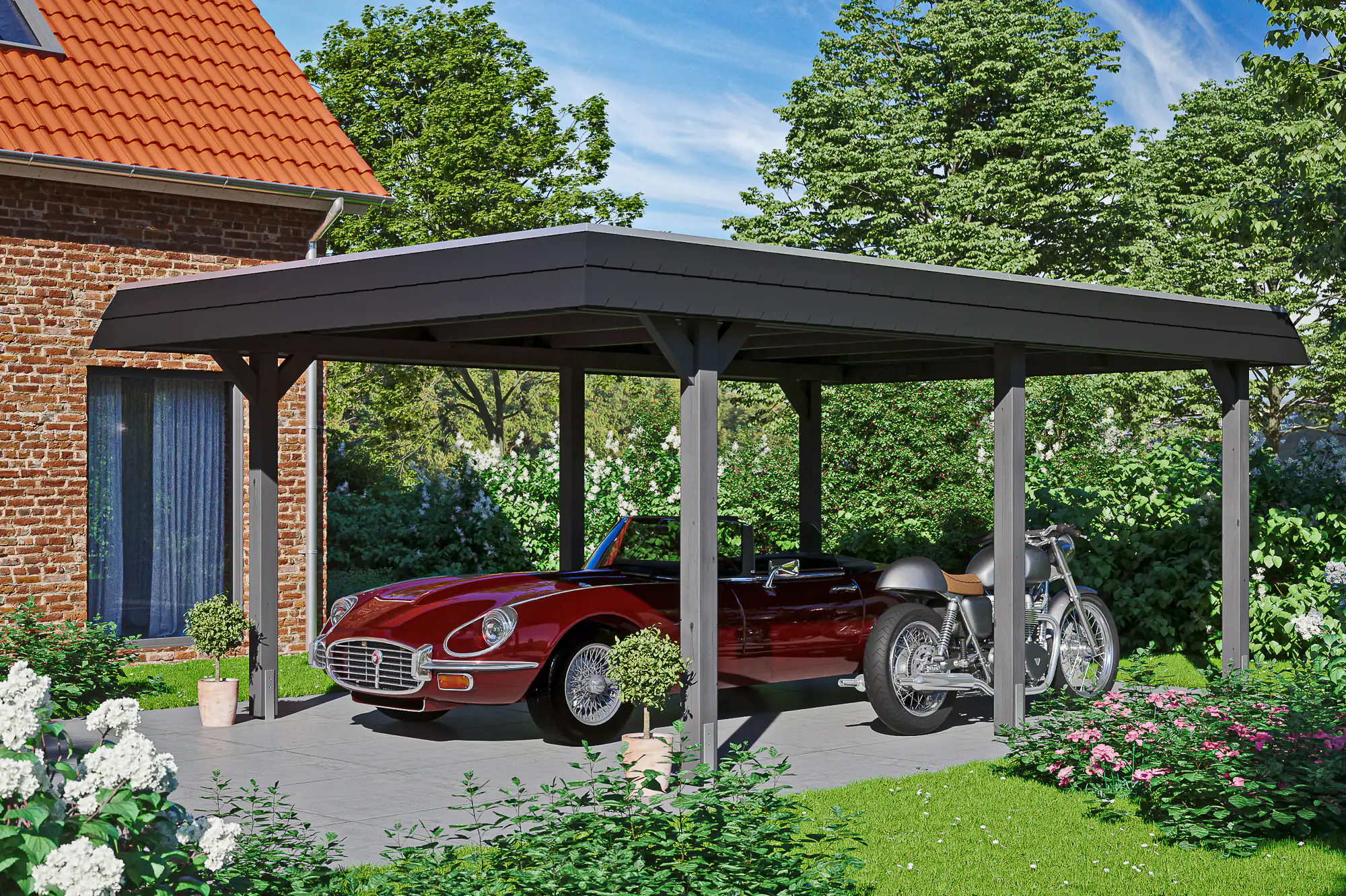 SKAN HOLZ Carport Wendland 409 x 628 cm mit Aluminiumdach