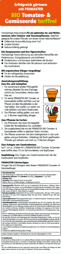 Primaster Bio Tomaten- & Gemüseerde 40 L torffrei