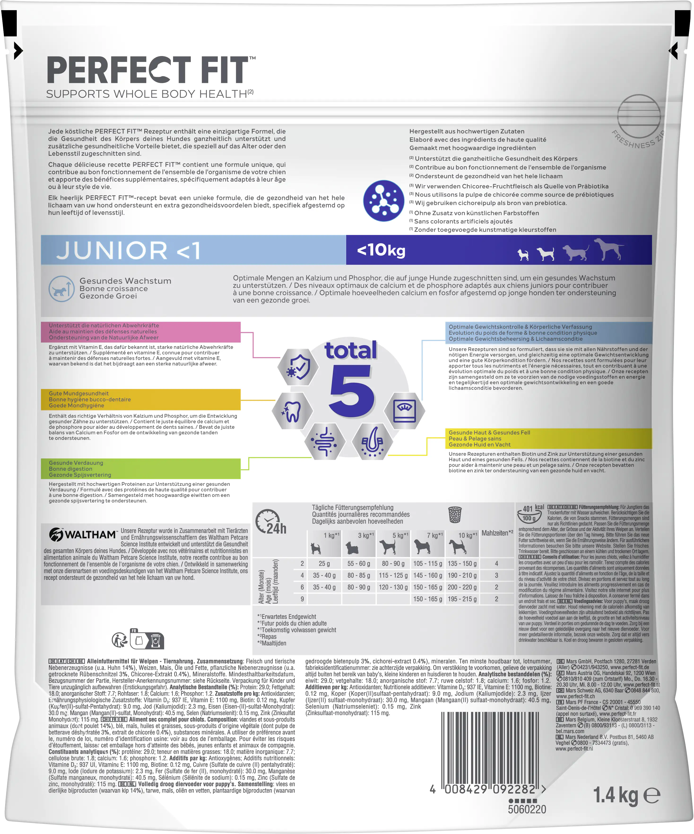 Perfect Fit Hundfutter Junior mit Huhn 1400 g Beutel, für Hunde unter 10kg