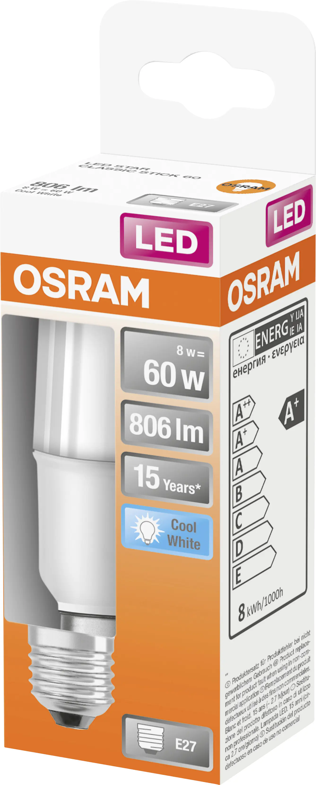 Osram LED Leuchtmittel Star E27 8W neutralweiß, weiß matt Osram LED Leuchtmittel Star E27 8W neutralweiß, weiß matt