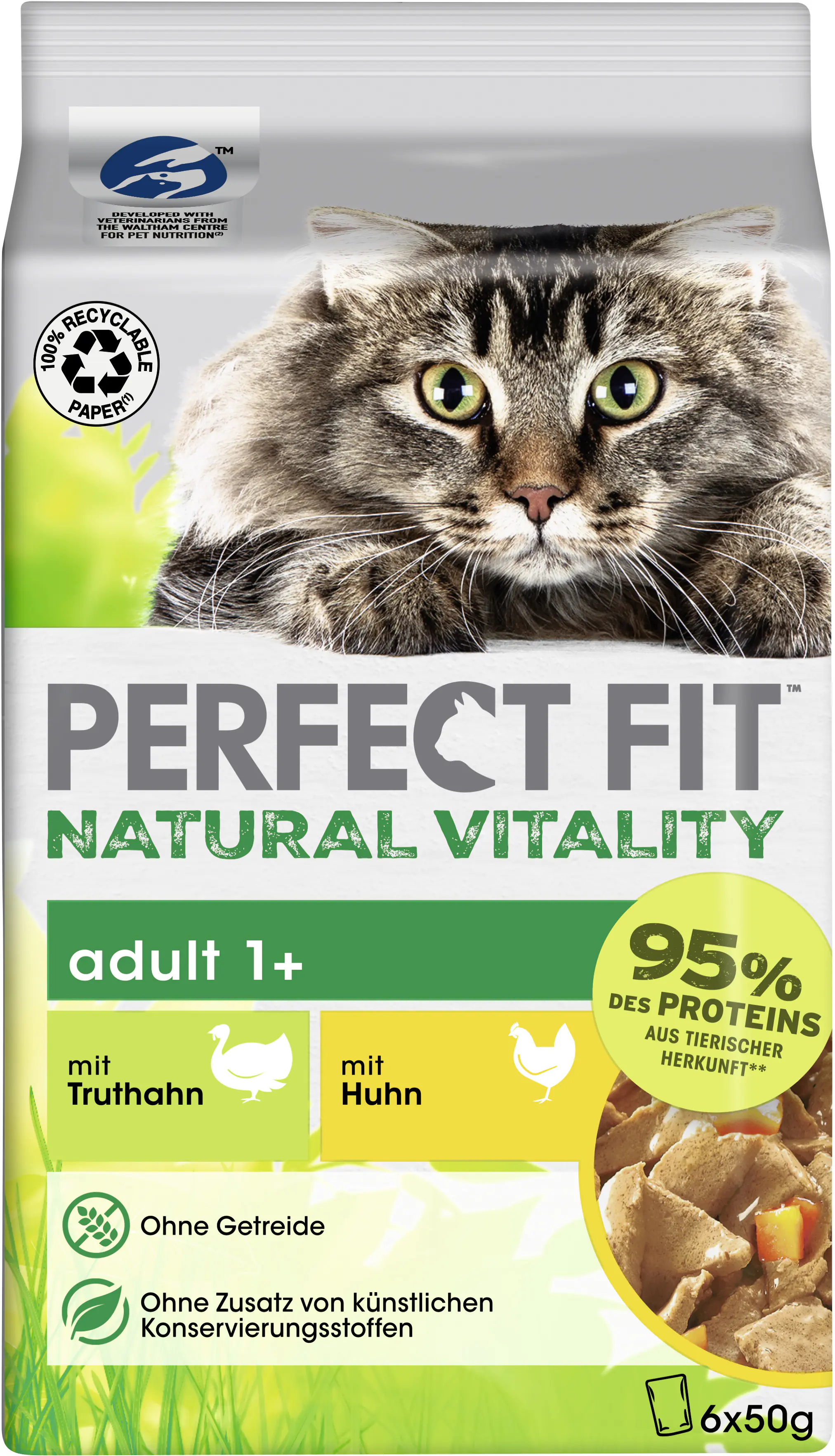 Perfect Fit Natural Vitality 1+ Truthahn & Huhn Katzenfutter 6 x 50g