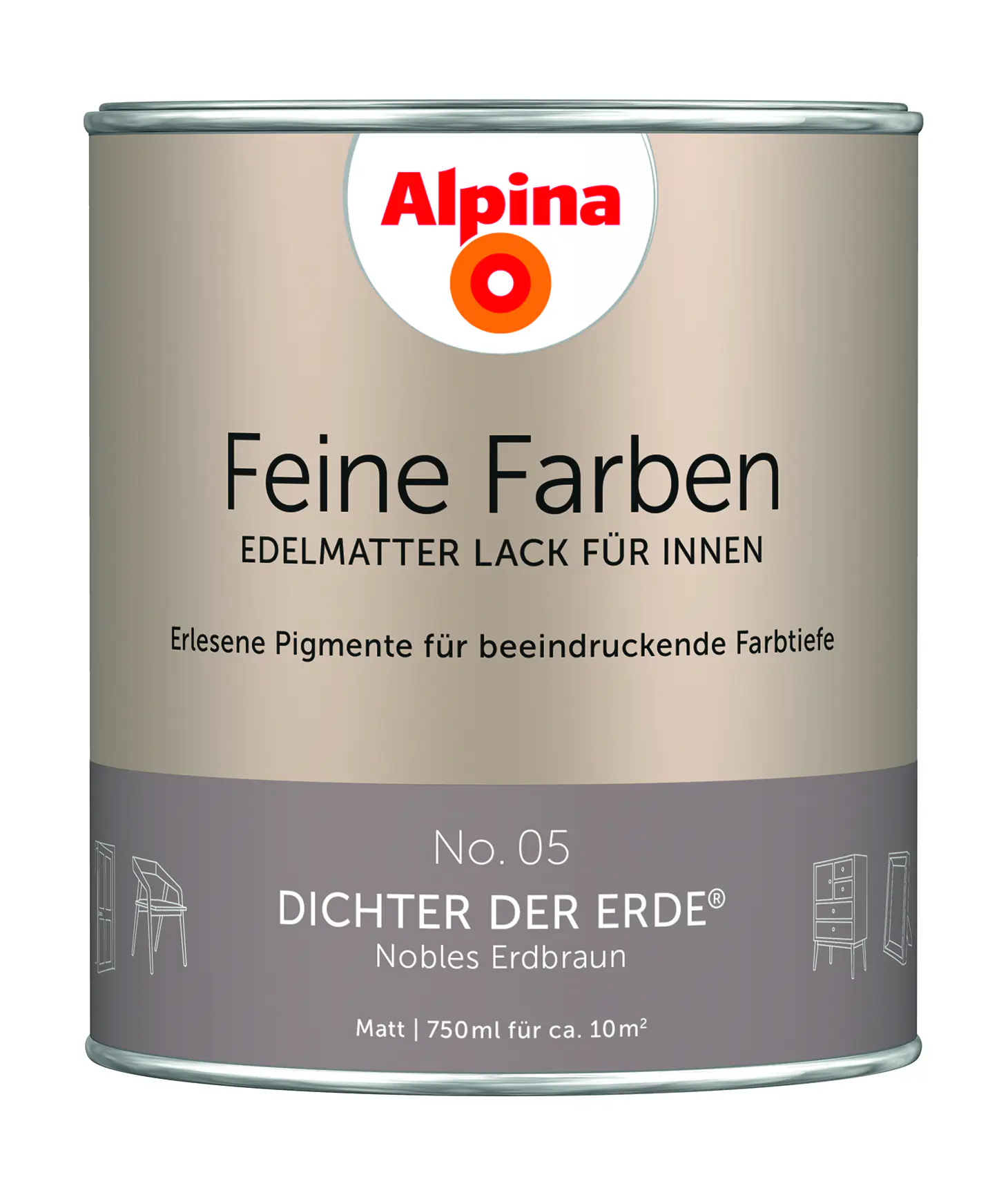 Alpina Feine Farben Lack No. 05 Dichter der Erde - erdbraun 750 ml