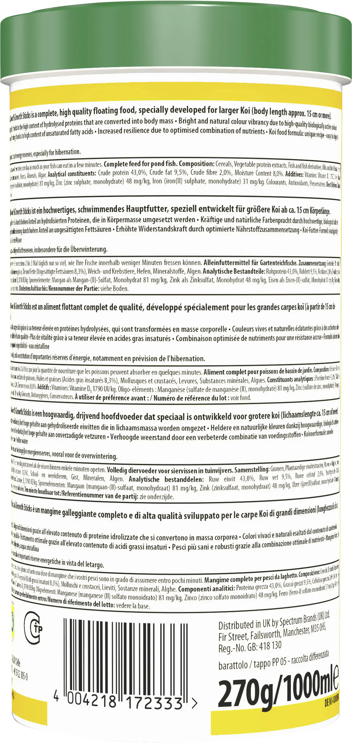 Tetra Pond Koi Sticks Colour & Growth 1 L