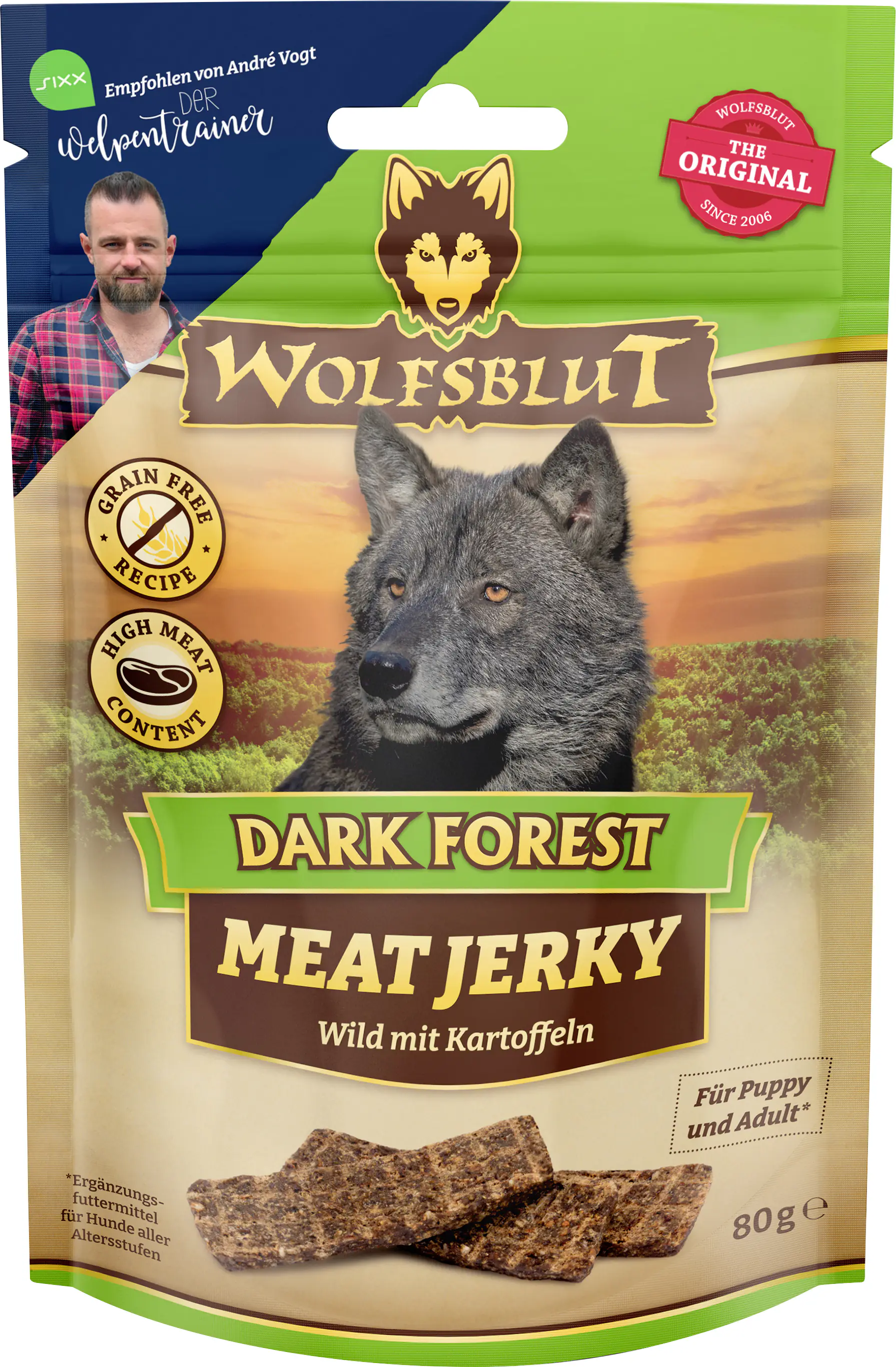 Wolfsblut Hundeleckerli Dark Forest Meat Jerkys getreidefrei 80 g Wild & Kartoffel