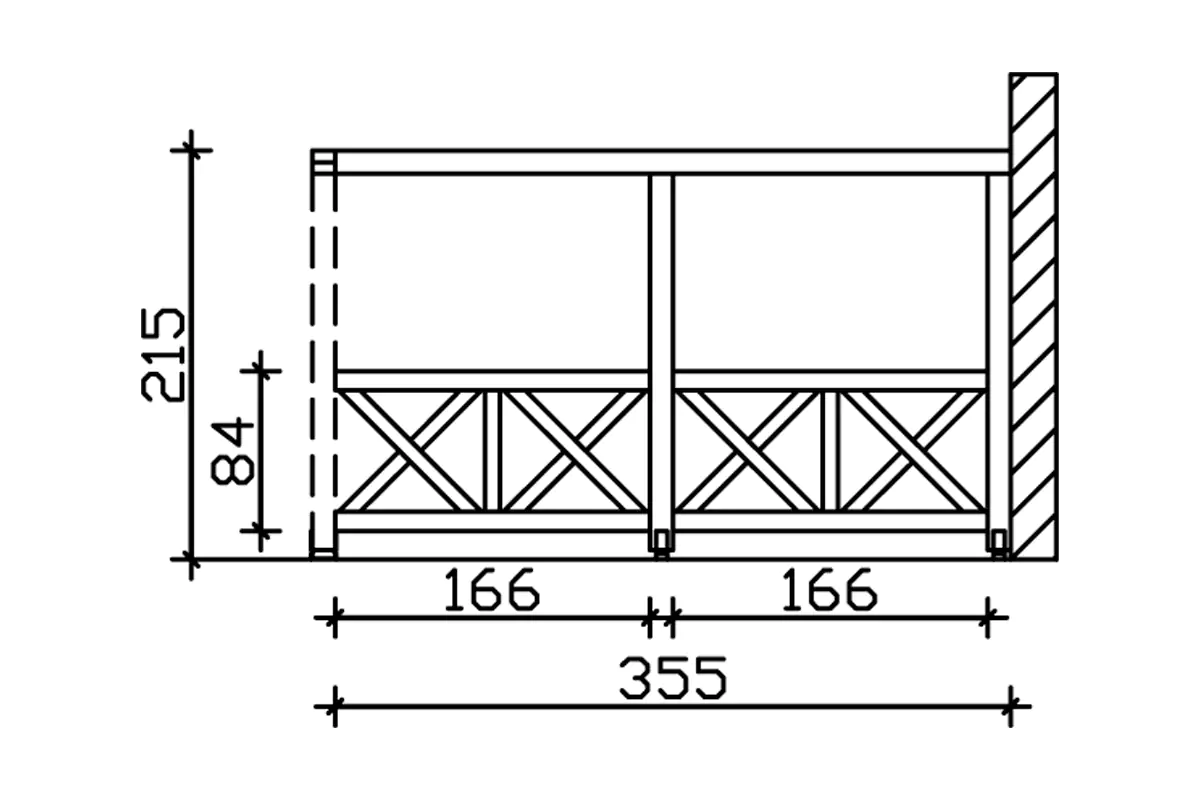 SKAN HOLZ Seitenwand Andreaskreuz (Wandanbau) 355 x 210 cm Fichte