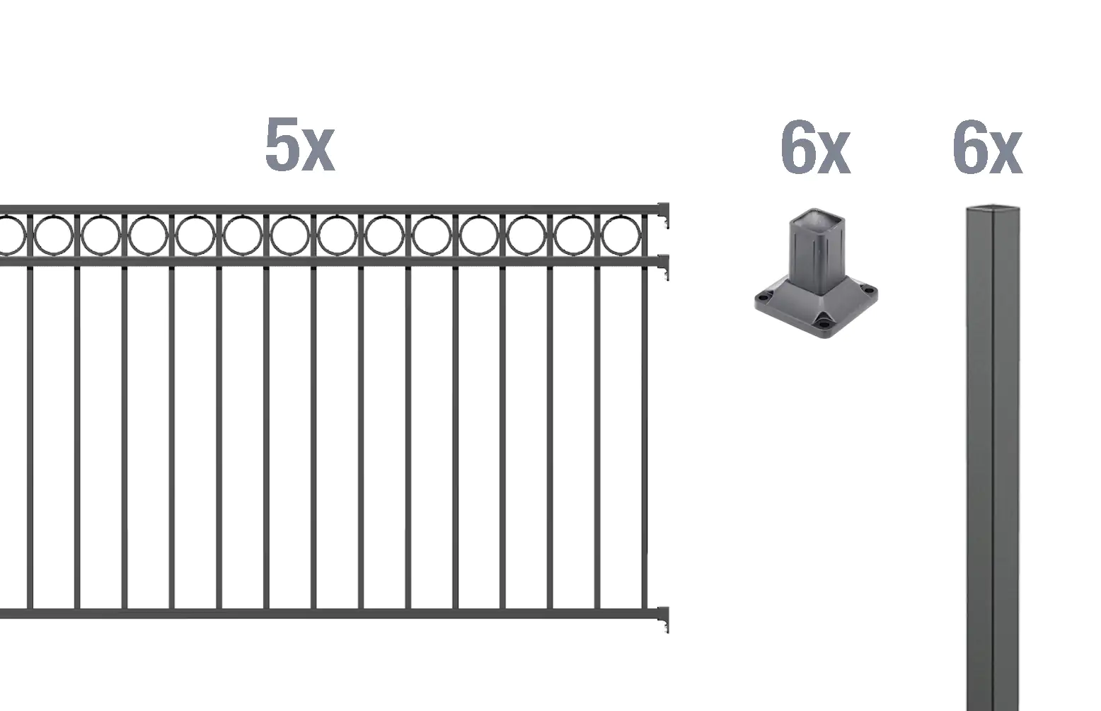 Alberts Komplettset Zaun Circle 10 m 120 cm anthrazit zA