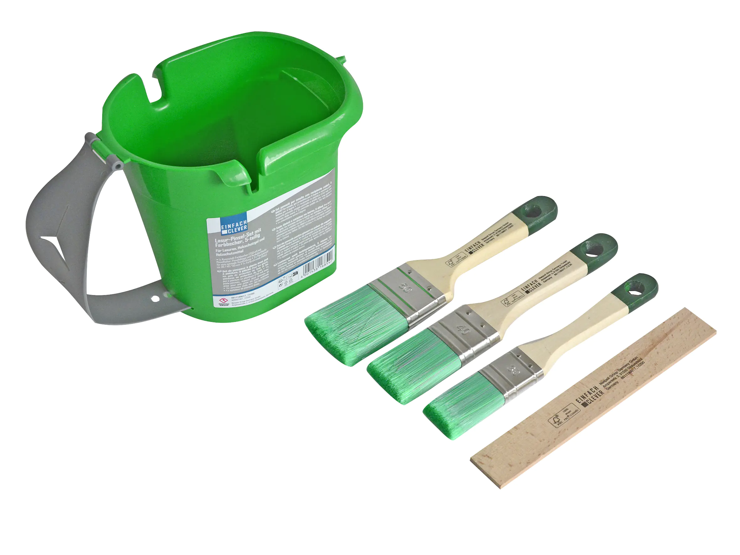Nespoli Lasurpinsel-Set mit Farbbecher 5-teilig 

