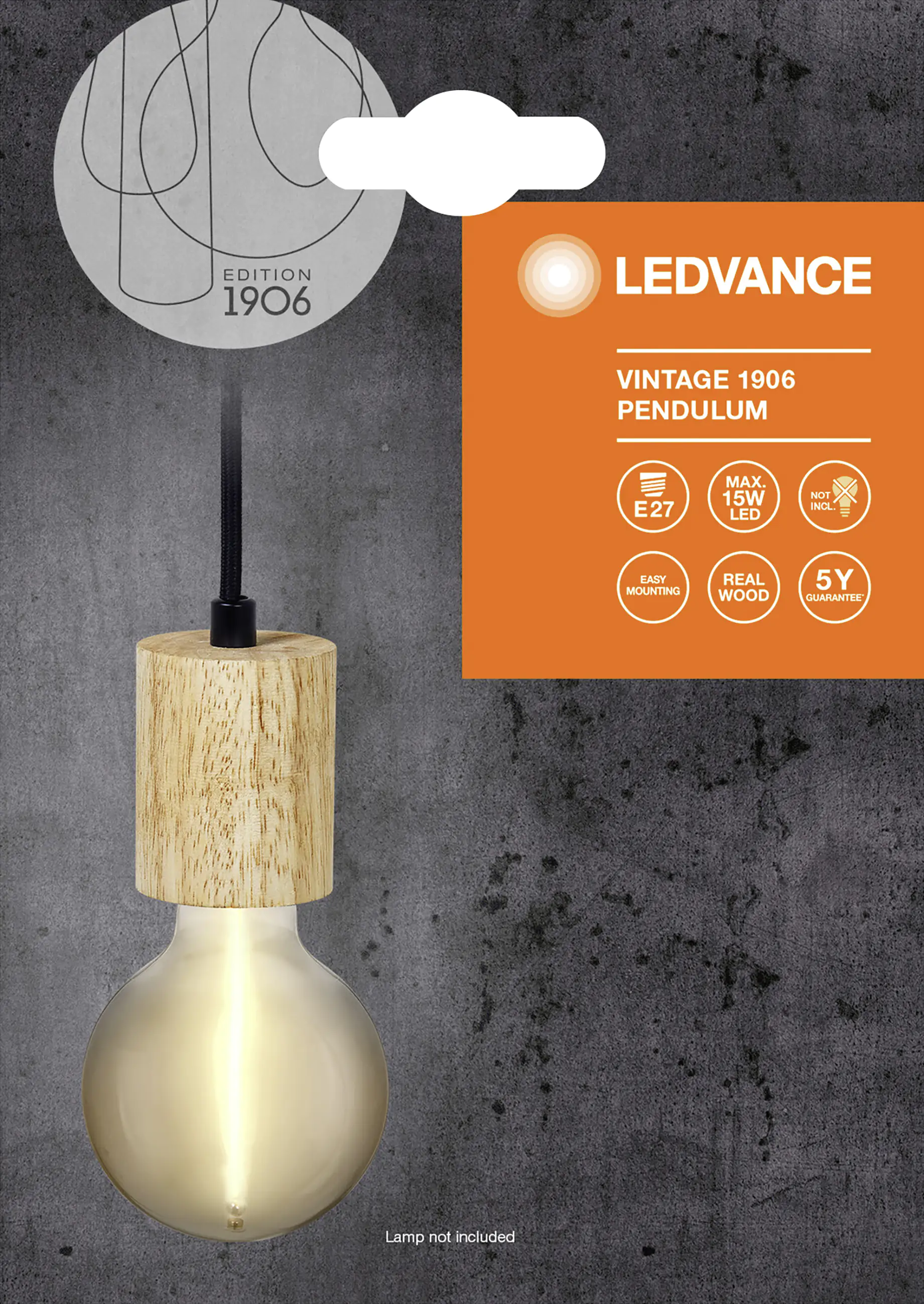 Ledvance Pendelleuchte Holzoptik Pendulum E27 162,5 cm