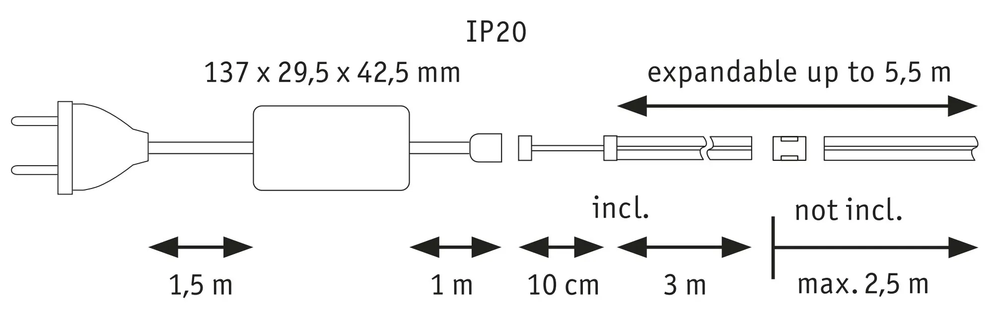 Paulmann MaxLED 500 Stripe-Basisset Set 3 m warmweiß Full-Line COB silber
