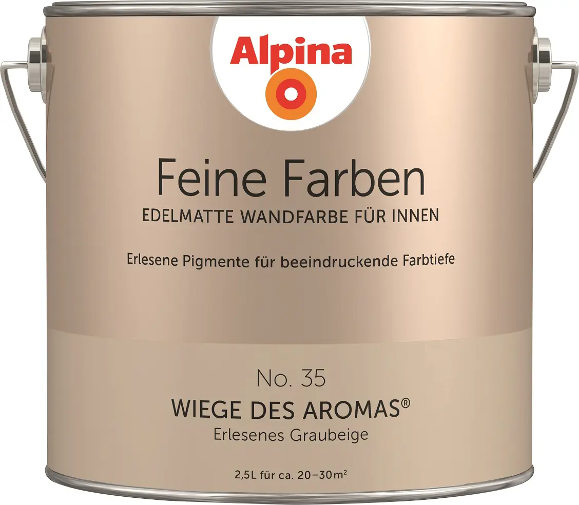 Alpina Feine Farben Wandfarbe No. 35 Wiege des Aromas - erlesenes graubeige 2,5 L