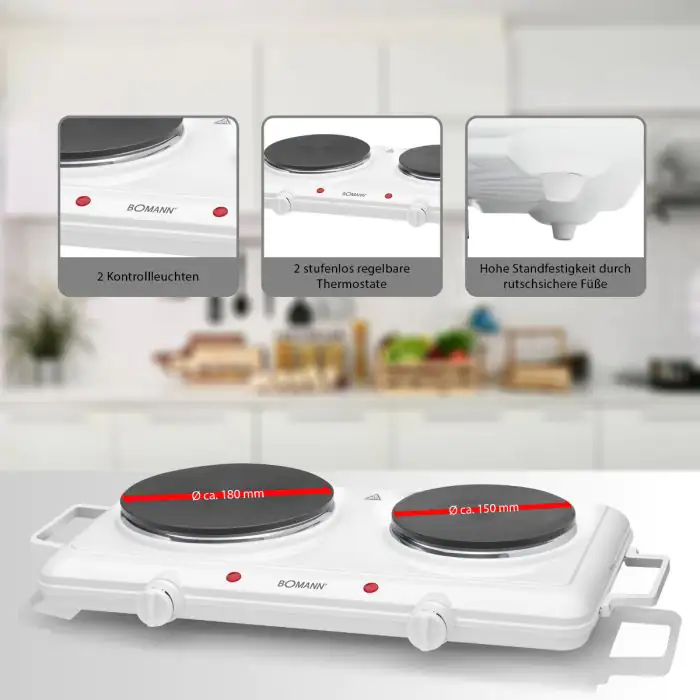 Bomann Doppelkochplatte DKP5028 weiß, 2500 Watt