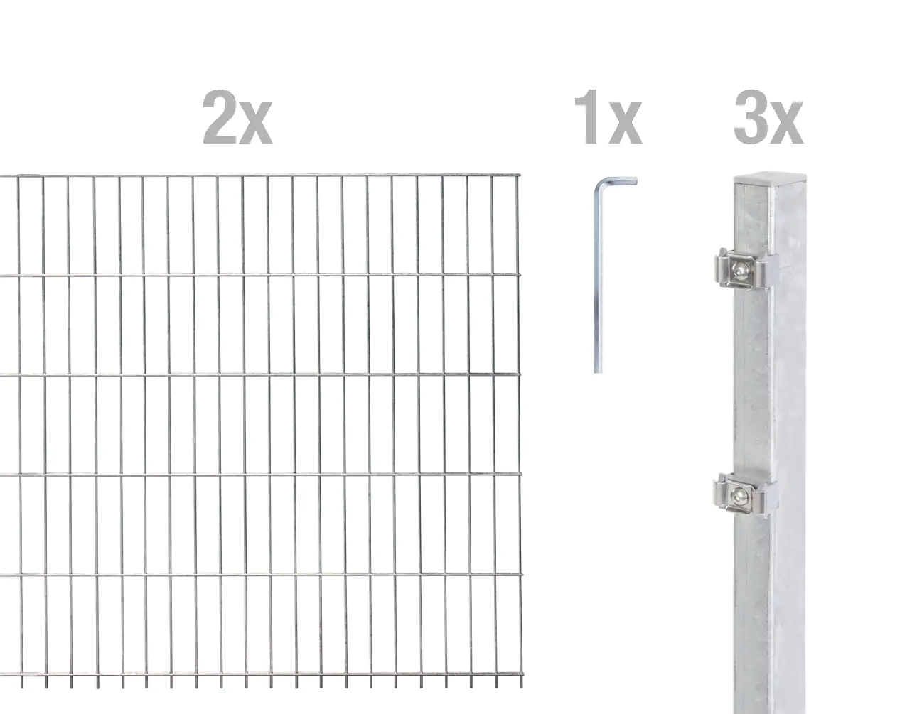 Alberts Doppelstabmatten-Grundset 4 m 200 x 80 cm 6/5/6 feuerverzinkt